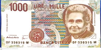 Banconota 1000 Lire Montessori 3/10/1990 Italia