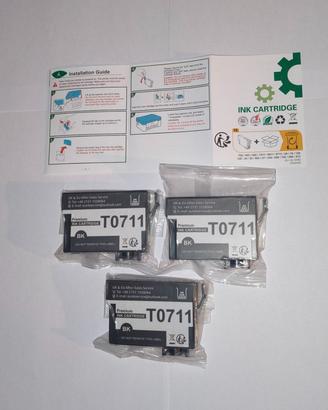 T0711 Black Nero x3 Cartucce compatibile per Epson