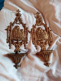 Coppia acquasantiere in bronzo