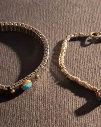 2 Bracciali con Granelli Argento e Nomination Ext