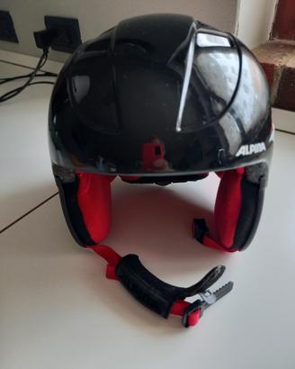 casco da sci  per bambini nero e rosso