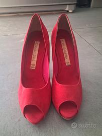 décolleté open toe rosse in velluto num 39