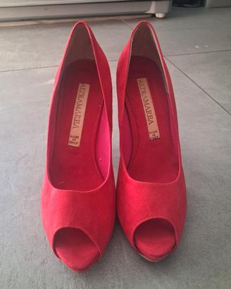 décolleté open toe rosse in velluto num 39