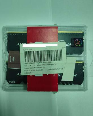 Ram nuova Kingston HyperX Fury 16 GB DDR4 (2x8GB)