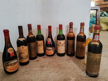 Stock bottiglie vino e liquori epoca da collezione