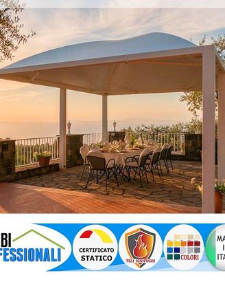 Gazebo giardino 3x3 acciaio telo pvc bianco beige