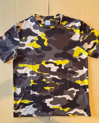 T-Shirt Zara Uomo M42 Camouflage Militare Giallo