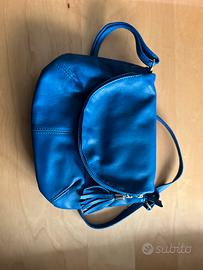 Borsa a tracolla in vera pelle blu elettrico