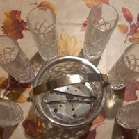 set vintage bicchieri e portaghiaccio in cristallo