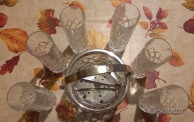 set vintage bicchieri e portaghiaccio in cristallo