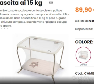 Box neonato bambino