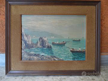 Quadro Olio su Tela ‘900 Barche e Pescatori