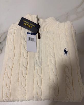 Maglione Ralph Lauren a Trecce con Mezza Zip