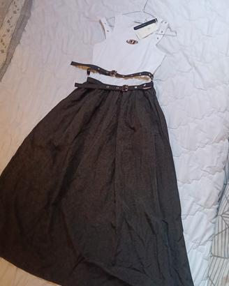 Vestito lungo estivo bianco e nero