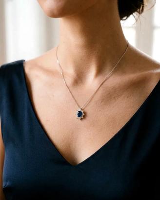 Collana Zaffiro e Diamanti