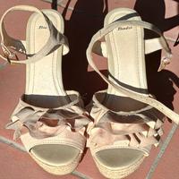 Sandali donna misura 39 beige  zeppa tacco cm 11