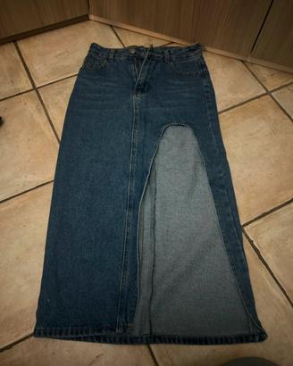 Gonna lunga di jeans con spacco