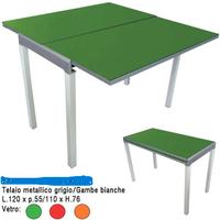 Tavolo allungabile con piano vetro colorato