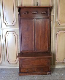 cassapanca con appendiabiti ingresso noce legno