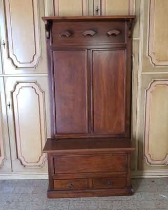 cassapanca con appendiabiti ingresso noce legno