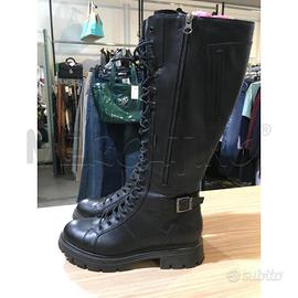 STIVALI DONNA NEROGIARDINI LACCI ZIP PELLE NERA 40
