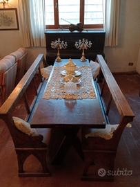 Tavolo massello+ panche chiesa inizio 900