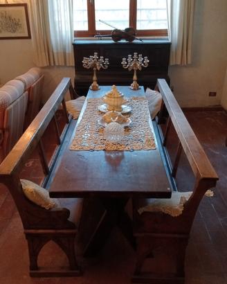 Tavolo massello+ panche chiesa inizio 900
