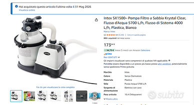 POMPA INTEX  CON FILTRO A SABBIA PER PISCINA