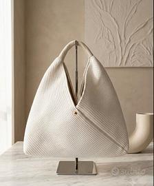 Mini Hobo Panna in Rafia naturale e pelle 