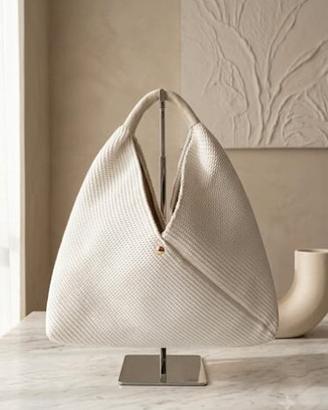 Mini Hobo Panna in Rafia naturale e pelle 