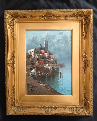 Paesaggio veneziano dipinto olio su legno 