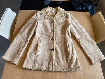 Cappotto montone eco beige donna taglia S