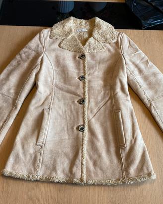 Cappotto montone eco beige donna taglia S