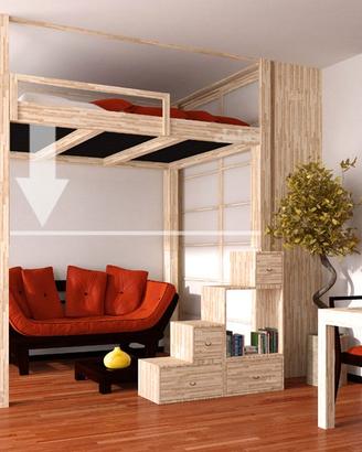 Letto a soppalco Cinius Rising motore elettrico