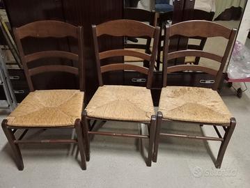 tre sedie largo sedile in faggio