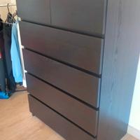 cassettiera malm Ikea 6 cassetti nero 80x123 