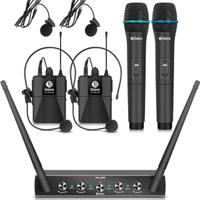 Microfono wireless a 4 canali, con microfono laval
