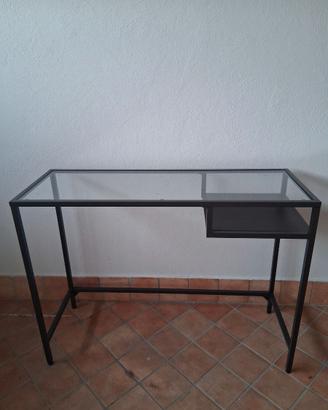Mobiletto in vetro e ferro battuto