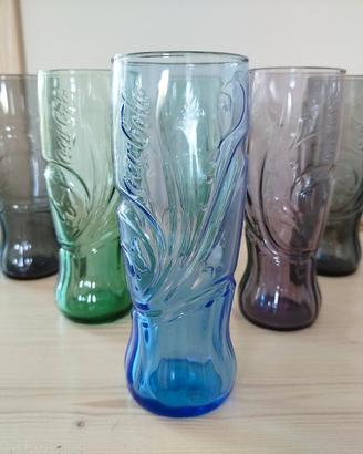 Set di sei bicchieri Coca Cola in vetro colorati