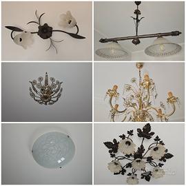 lampadari vari in ferro battuto e ottone