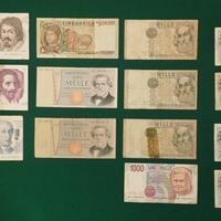 Lotto 14 banconote lire italiane