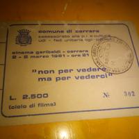 Tessera Cinema Garibaldi Comune di Carrara