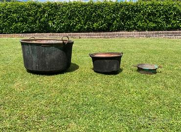 Caldai antichi in rame originali  – set 3 pezzi