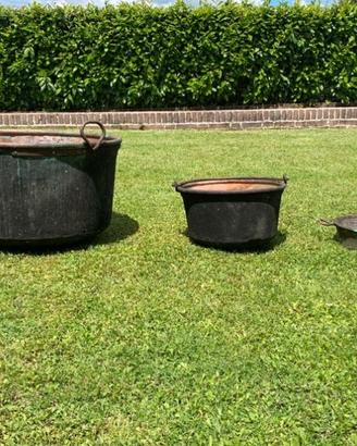 Caldai antichi in rame originali  – set 3 pezzi