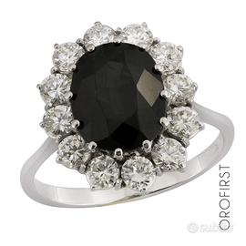 Anello oro ,diamanti 1,20ct e zaffiro 5ct