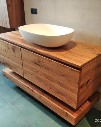 bagno con 2 pensili e mensola in rovere vecchio