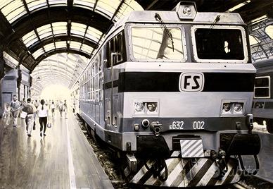 Stazione Centrale Milano Treni FS Stampa Poster
