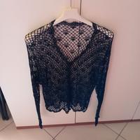maglia nera uncinetto donna