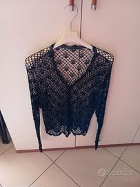 maglia nera uncinetto donna