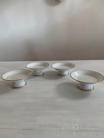 4 COMPOSTE IMPERO PORCELLANA BIANCA E ORO